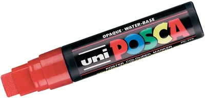 Marker permanent cu un varf tesit Uni Posca - PC 17K L, 15 mm, rosu