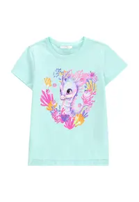 Tricou fete WC5143204IGK - Bumbac/Elastan - Verde - Verde