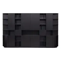 Bibliotecă modulară neagră din lemn masiv de pin 346x210 cm Finca – WOOOD