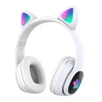 Casti audio Wireless, urechi de pisica, iluminare LED, Stereo
