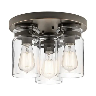 Corp de iluminat decorativ pentru exterior, Brinley 3 Light Flush Mount – Olde Bronze