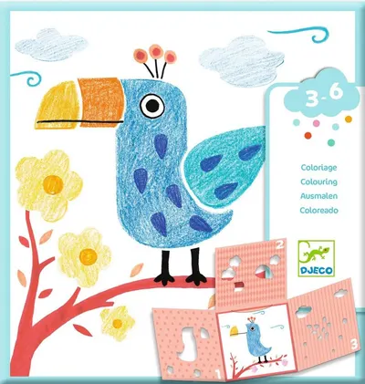 Set de colorat creativ Djeco - Șabloane de animale