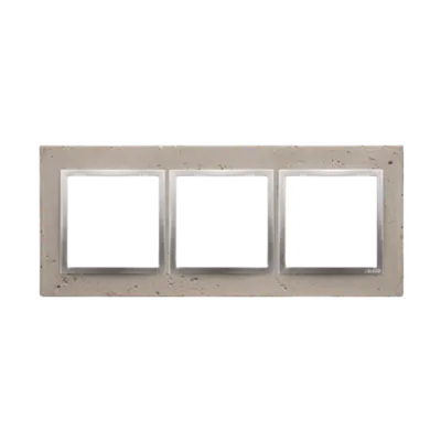 Rama tripla, beton deschis/silver mat metalic