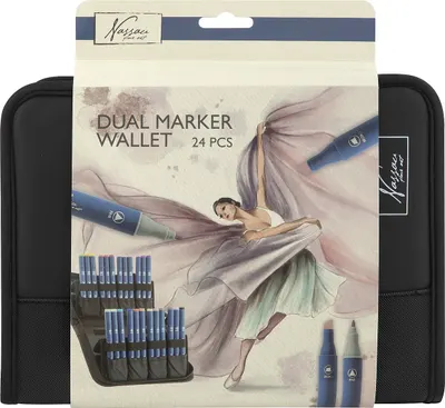 Set de markere cu două capete Nassau – Twin Markers, 24 buc