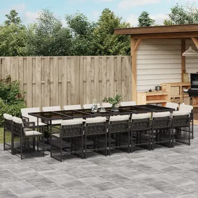 Gossi set mobilier de gradina cu perne, 17 piese, negru, poliratan