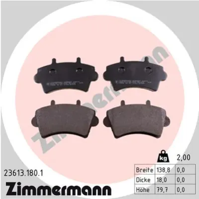 Set placute frana, frana disc ZIMMERMANN 23613.180.1