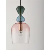 Lampa suspendata MURANO Nisipiu Auriu Metal Glossy Inchis Verde Albastru Gri & Roz Sticla LED E14 1x5 Wat 230 Volt IP20 Fara bec