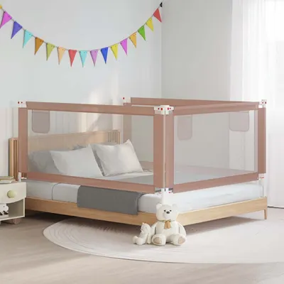 vidaXL Balustradă de protecție pat copii, gri taupe, 190x25 cm, textil