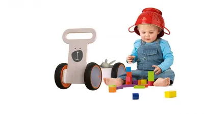 Ride-On copii din lemn Mamatoyz 3 in 1 Ursulet DriveMe Soft masinuta ride-on, premergator si carucior de jucarii, recomandat copiilor de la 10 luni