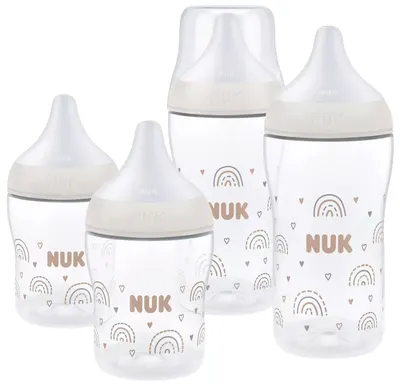 Set biberoane NUK Perfect Match - TC, РР, 0 luni+, 4 piese, curcubeu