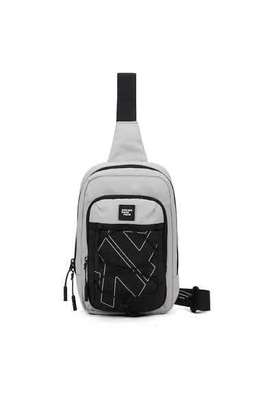 Geanta sling unisex cu buzunare cu fermoar - Gri