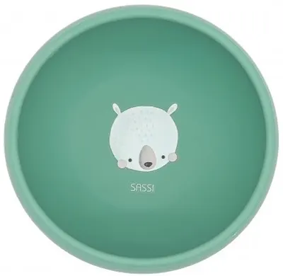 Bol din silicon cu ventuză Sassi - Munchy the Bear, verde