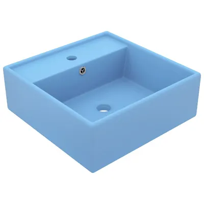 vidaXL Chiuvetă lux preaplin, bleu mat, 41x41 cm, ceramică, pătrat