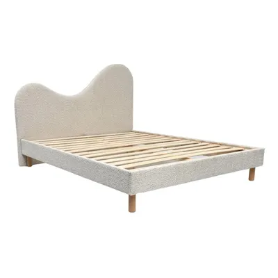 Pat matrimonial bej tapițat tapițat cu somieră 180x200 cm Celina – Bobochic Paris