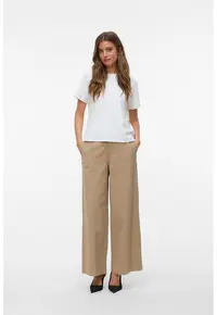 Pantaloni din bumbac cu croiala ampla - Maro camel
