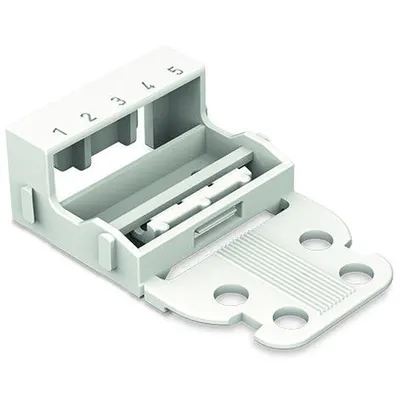 Mounting carrier; for 5-conductor terminal blocks; 221 Series - 4 mm²; with snap-in mounting foot for horizontal mounting; white