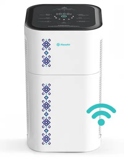 Purificator aer AlecoAir P80 TRADITIO, Filtru TRUE HEPA si Carbon, UV-C, WiFi, Multisenzor PM1, PM2.5, PM10, CO2, TVOC, Plasma