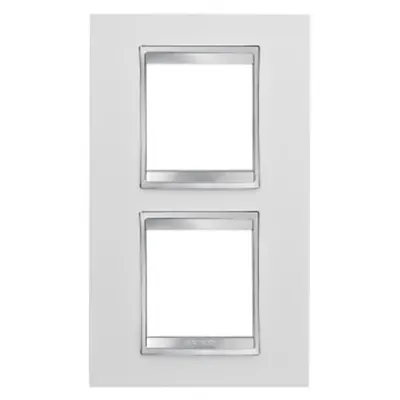 Placa ornament CProiector HORUS LUX international - IN TECHNOPOLYMER - 2+2 modul VERTICAL CENTRE DISTANCE 71mm - WHITE - CProiector HORUS