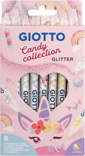 Carioci cu sclipici Giotto Candy - 8 culori pastelate