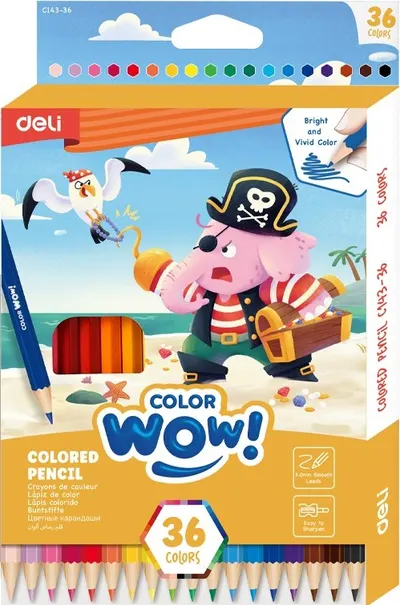 Creioane colorate Deli Color Wow - EC143-36, 36 coli