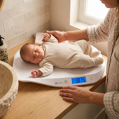 Cantar electronic pentru bebelusi Petite Mars forma ergonomica Alb