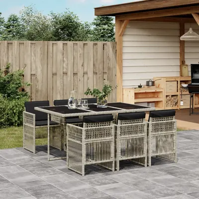 Gossi set mobilier de gradina cu perne, 7 piese gri deschis poliratan