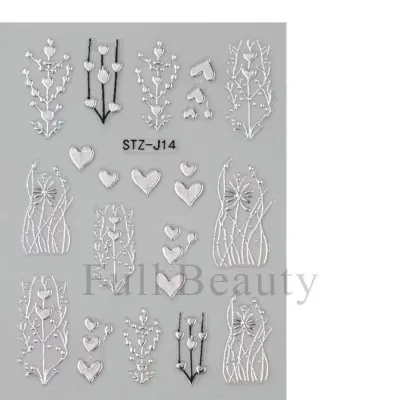 Abtibilduri unghii 3D Marquise, STICKER106, Argintiu
