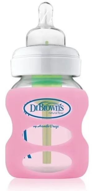 Protector pentru biberon de sticlă Dr. Brown's - roz deschis 150 ml