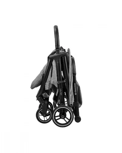 Carucior pentru copii KikkaBoo Lauren Gri inchis 0-4 ani cu pozitie de somn, greutate admisa 22kg, pliere compacta automata One Touch, spatar reglabil, baldachin cu fereastra, cadru usor din aluminiu 7.4kg