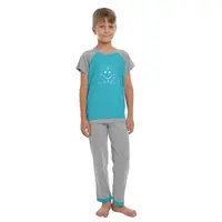 Pijama copii AT2104 gri/turcoaz Clock, Andana | marimea 36 (9/10 ani)
