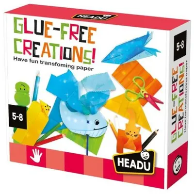 Headu - Set de creatii fara lipici cu 6 tipuri diferite de hartie 5-8 ani