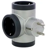 Priza tripla iesiri laterale standard 2P+T 16A cul.aluminiu-gri inchis Legrand 694523