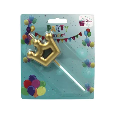 Lumânare party pentru tort coroană aurie