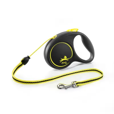 Lesa retractabila Flexi, neon, lungime 5 m, pentru caini cu greutate de pana la 20 kg