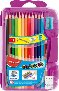 Creioane colorate Maped Color Peps - 12 culori, cutie violet