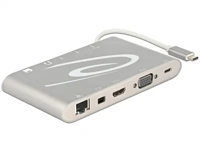 Docking station USB 3.1 tip C 4K (Gigabit, Mini DP, HDMI, VGA, USB 3.0, jack audio, micro SD/SD slot), Delock 87298
