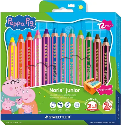 Set de creioane colorate Staedtler Noris Junior - Peppa Pig, 12 culori