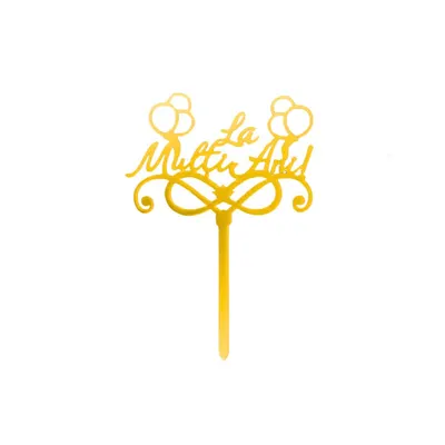 Cake Topper tort La Mulți Ani infinit auriu