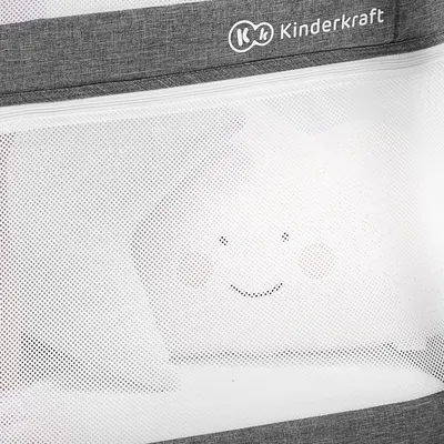 Patut de calatorie 4 in 1 Kinderkraft Sofi grey pliabil, cu 2 nivele, spatiu depozitare, functie leganare, saltea inclusa
