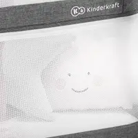 Patut de calatorie 4 in 1 Kinderkraft Sofi grey pliabil, cu 2 nivele, spatiu depozitare, functie leganare, saltea inclusa