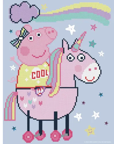 Goblen diamant Diamond Dotz - Peppa Pig și Unicornul Magic, 27 x 35 cm