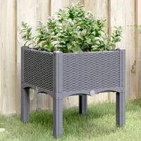 Gossi jardiniera de gradina cu picioare, albastru gri, 40x40x42 cm, pp