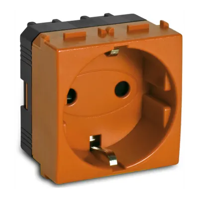 Priza schuko 2P+T, 16A, portocalie