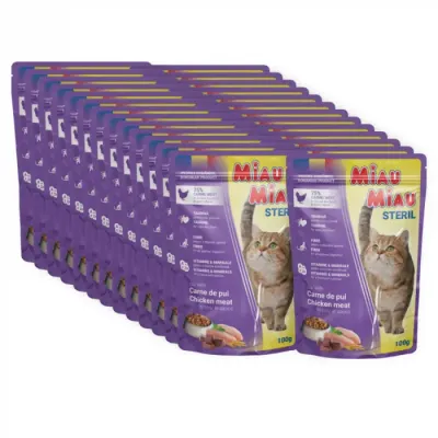 Set 24 buc x 100 gr Hrana umeda pentru pisici Miau Miau Sterilised