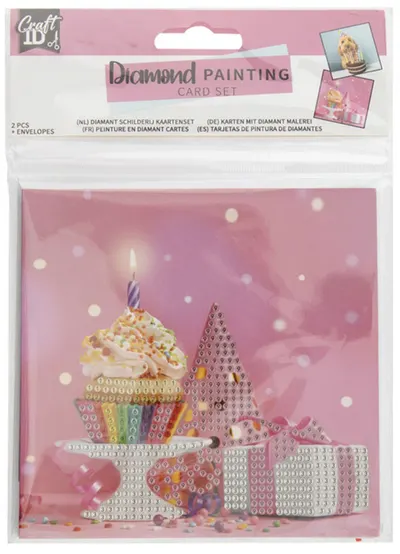 Carduri de pictură cu mărgele Grafix - Birthday, 2 bucăți, 13 x 13 cm