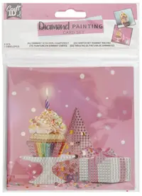 Carduri de pictură cu mărgele Grafix - Birthday, 2 bucăți, 13 x 13 cm