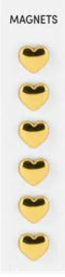 Set 6 magneti -Heart Gold