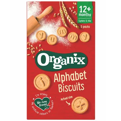 Biscuiti ecologici Bio Alfabet 12 luni+, Organix | 5 x 25 g