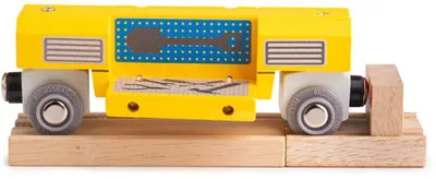 Atelier mobil Bigjigs Rail - din lemn, galben