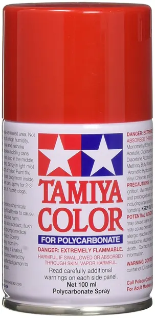 Vopsea spray Tamiya pentru suprafete transparente din policarbonat - PS-2 Red (100 ml) (TAM86002)